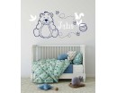 Cute Heart Bear Personalized Children Name Removable Wall Art Vinyl Crib Room Animal Baby Bear Theme